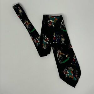 Vintage LOONEY TUNES Tie, Football, polyester, DAFFY TAZ BUGS TWEETY‎ SYLVESTER